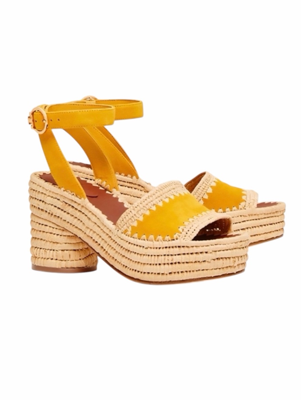 Tory Burch Arianne Yellow Platform Sandals w/ Ankle Straps size women’s 9.5